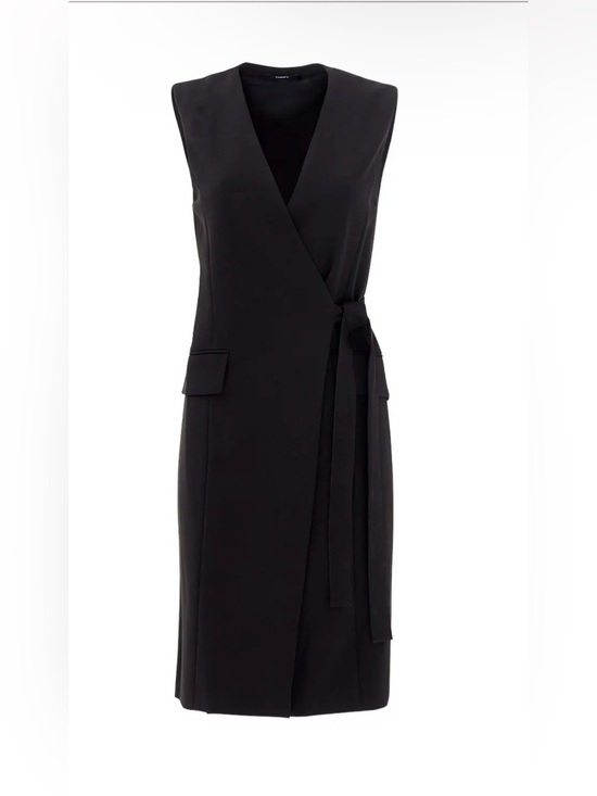 Theory Dresses & Skirts - Theory Black Wrap Dress Sleeveless Tie Waist Size 00.